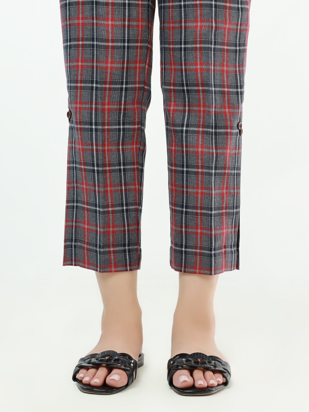 Edenrobe - Women's Grey & Maroon Trouser - EWBP21-76340