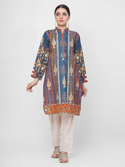 Edenrobe - Pret 1Pc Printed Blue Shirt - EWTKA21-67858