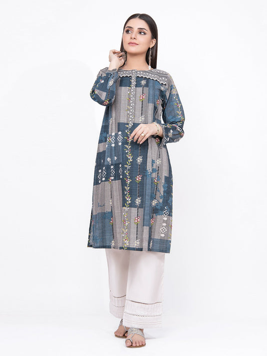 Edenrobe - Pret 1Pc Printed Teal Shirt - EWTKA21-67861