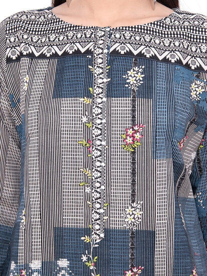 Edenrobe - Pret 1Pc Printed Teal Shirt - EWTKA21-67861