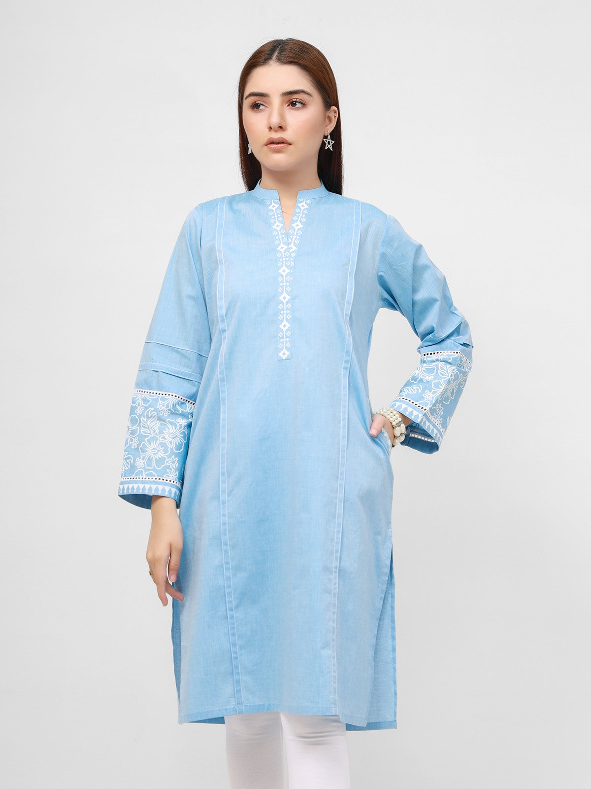 Edenrobe - Pret 1Pc Printed Chambray Shirt - EWTK21-67717