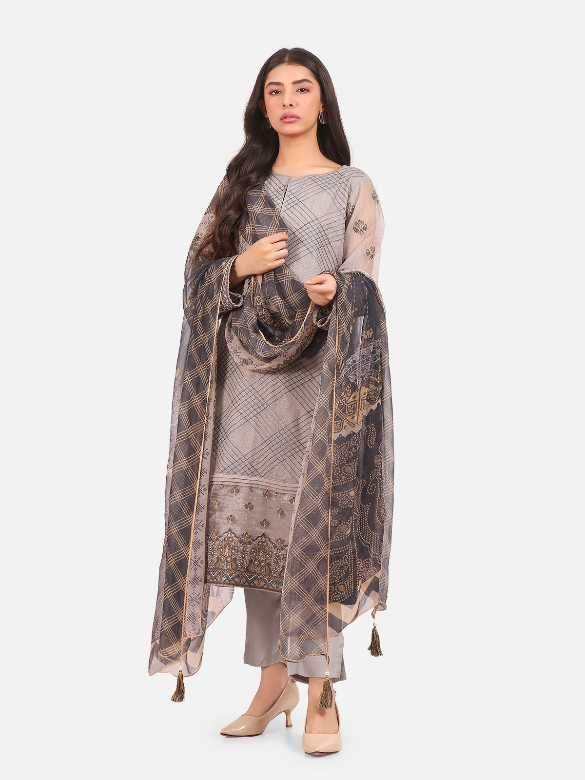 Edenrobe - Pret 3Pc Embroidered Cotton Suit - EWTKE21-67200 (3-PCS)