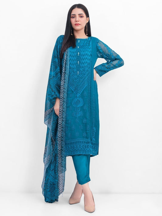 Edenrobe - Pret 3Pc Embroidered Chiffon Suit - EWTKE21-67221 (3-PCS)
