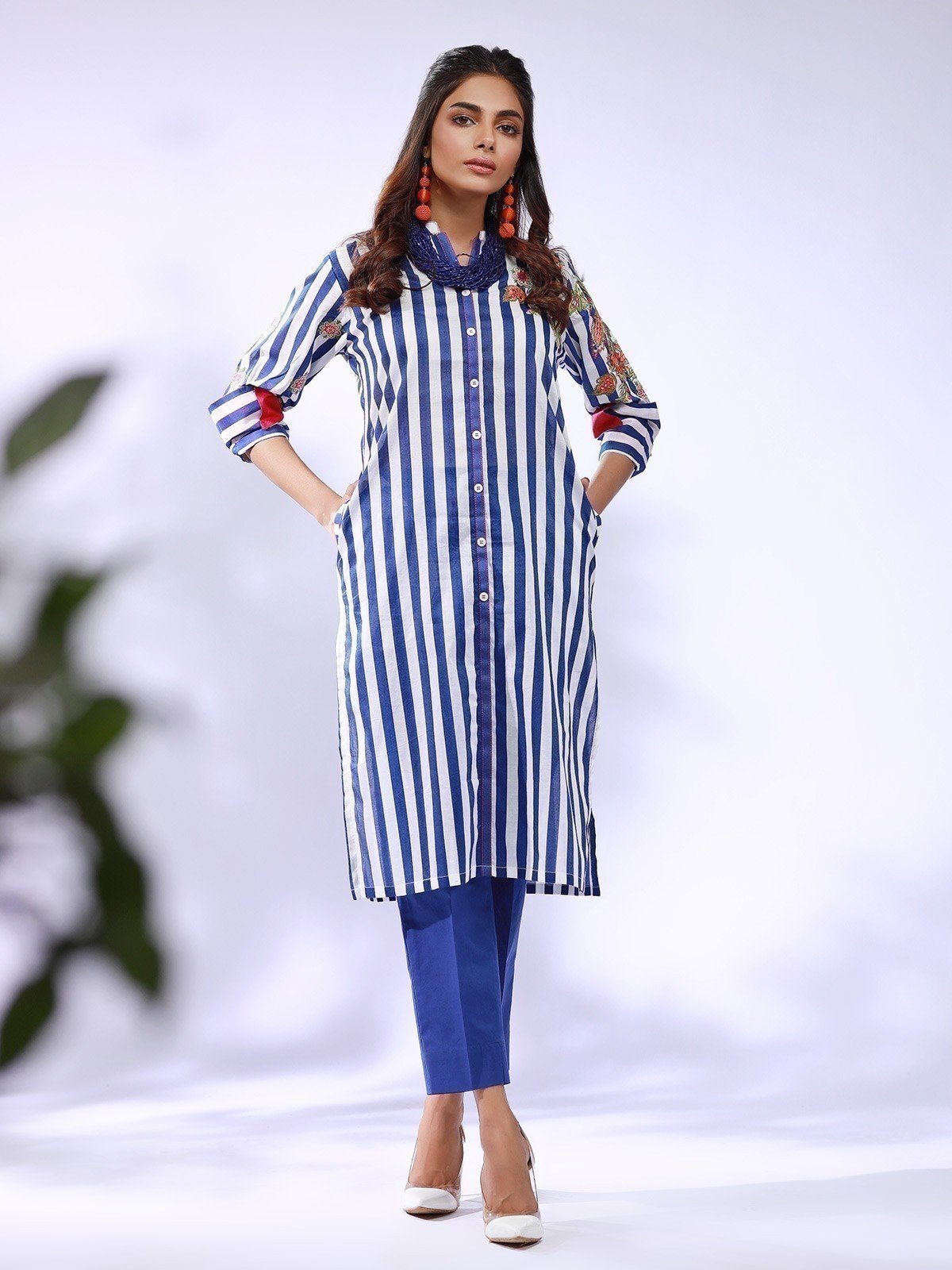 Edenrobe - Pret 1Pc Embroidered Cotton Shirt - EWTKE21-67254