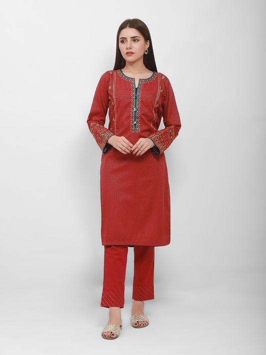 Edenrobe - Pret 2Pc Embroidered Cambric Shirt Trouser - EWTKE21-67294 (2-PCS)