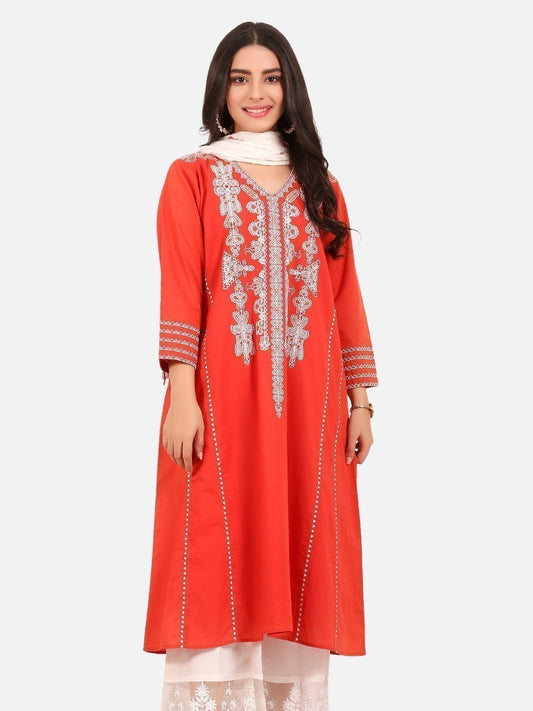 Edenrobe - Pret 1Pc Embroidered Cotton Shirt - EWTKE21-67297