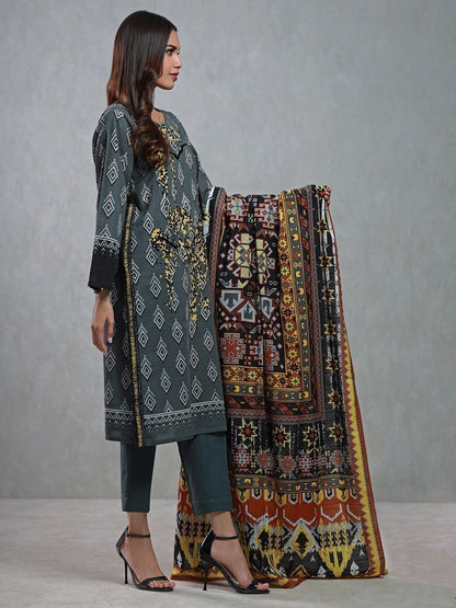 Edenrobe - Pret 3Pc Embroidered Khaddar Suit - EWTKE21-67334 (3-PCS)