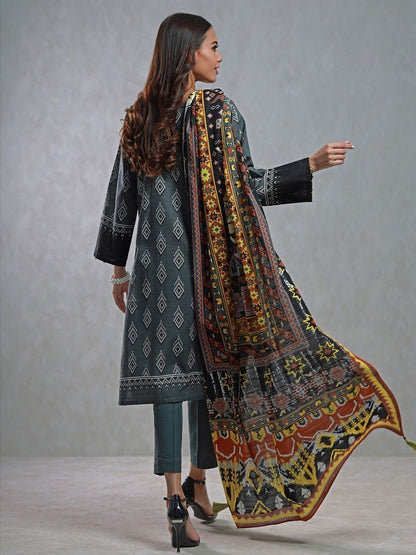 Edenrobe - Pret 3Pc Embroidered Khaddar Suit - EWTKE21-67334 (3-PCS)