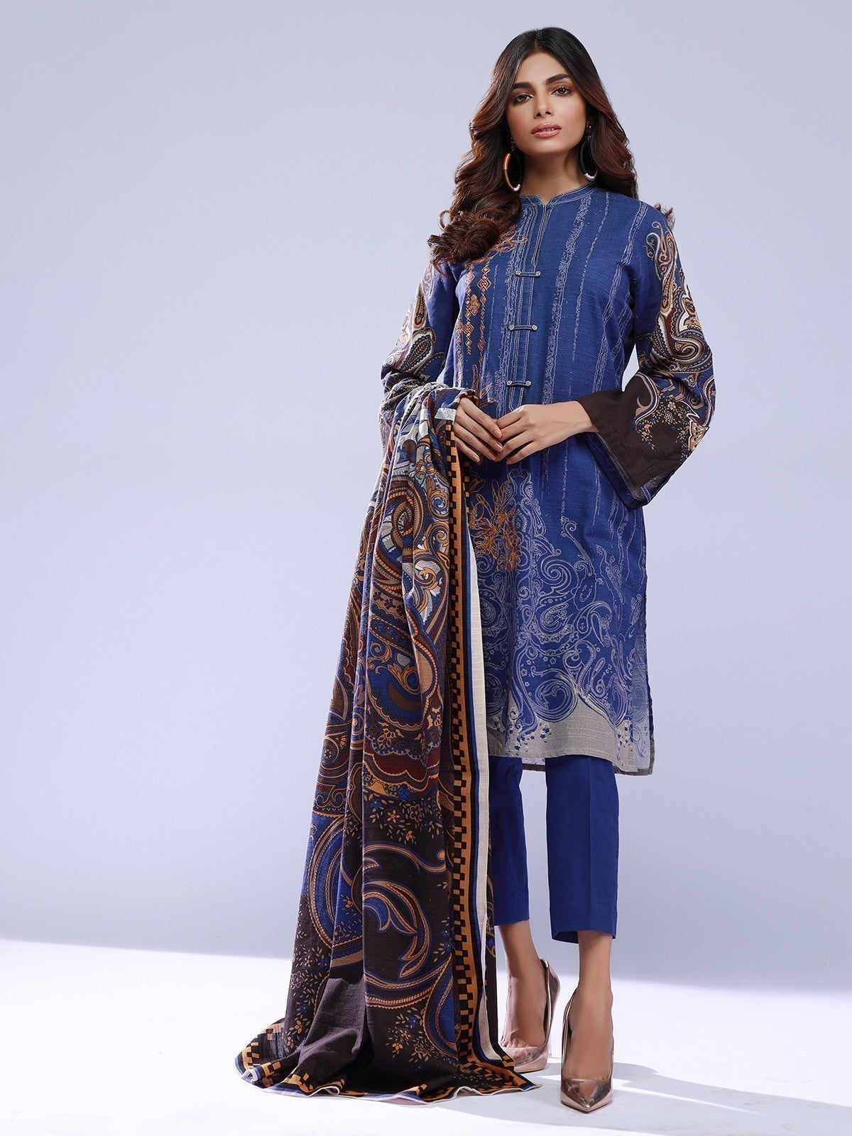 Edenrobe - Pret 3Pc Embroidered Khaddar Suit - EWTKE21-67336 (3-PCS)