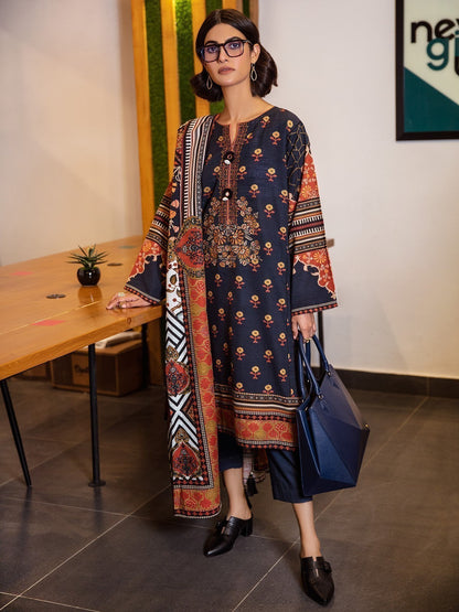 Edenrobe - Pret 3Pc Embroidered Khaddar Suit - EWTKE21-67337 (3-PCS)