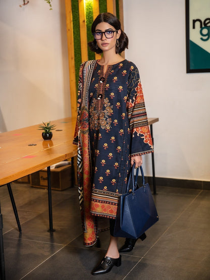 Edenrobe - Pret 3Pc Embroidered Khaddar Suit - EWTKE21-67337 (3-PCS)