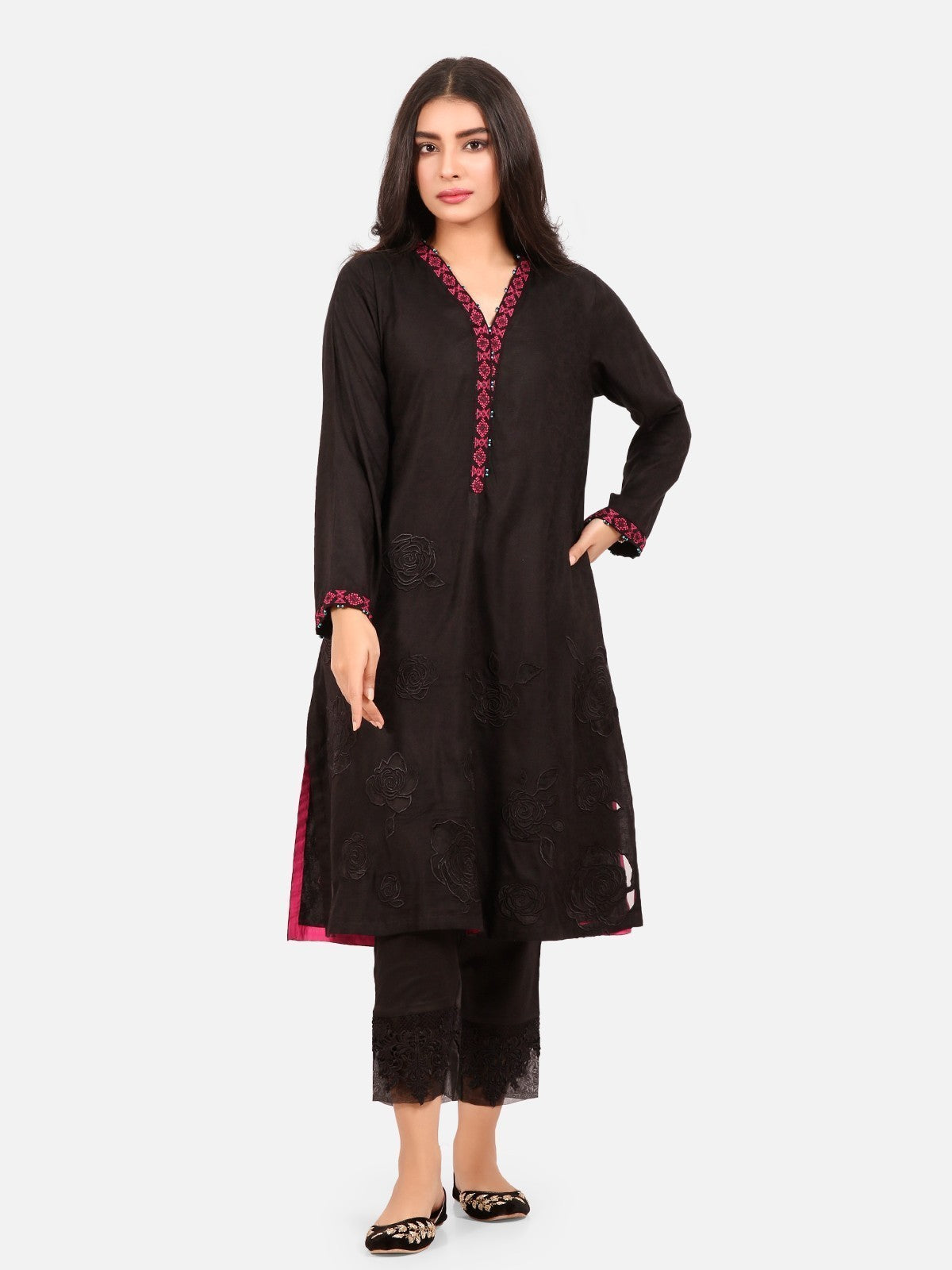 Edenrobe - Pret 1Pc Embroidered Viscose Shirt - EWTKE21-67340