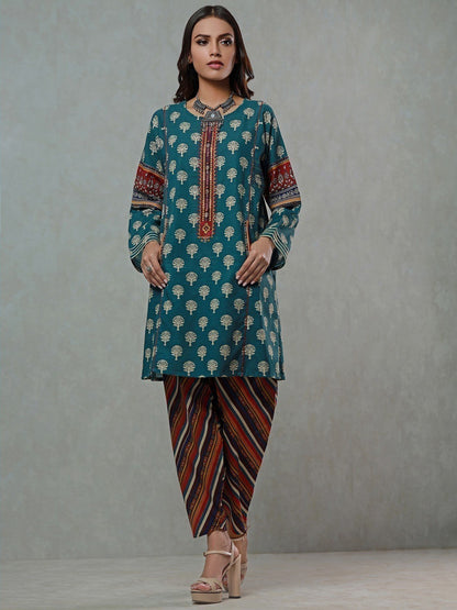 Edenrobe - Pret 2Pc Embroidered Khaddar Shirt Trouser - EWTKE21-67362 (2-PCS)