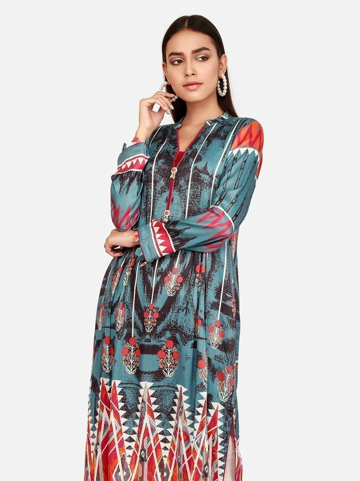 Edenrobe - Pret 2Pc Embroidered Cotton Shirt Trouser - EWTKE21-67366 (2-PCS)