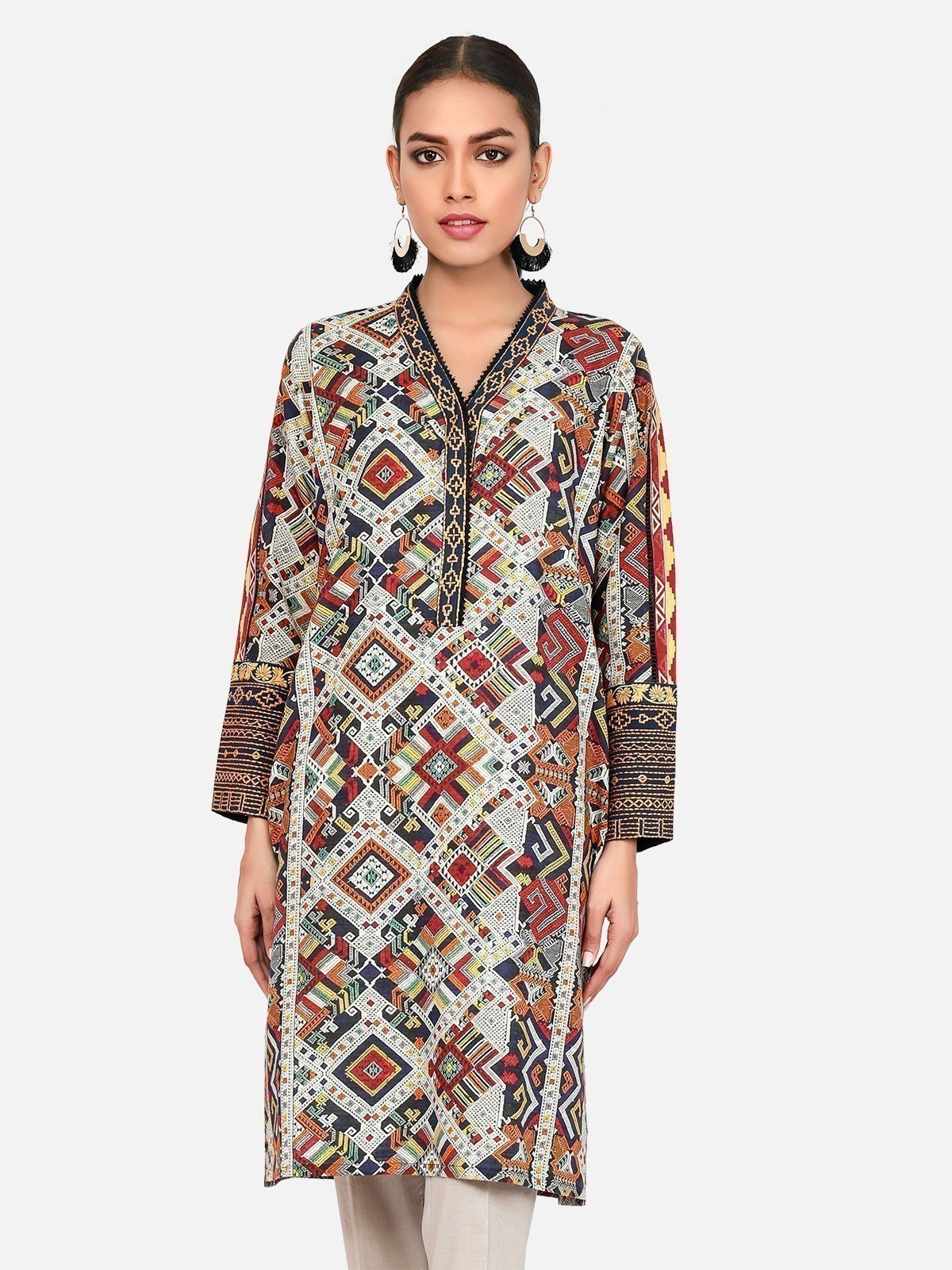 Edenrobe - Pret 1Pc Embroidered Khaddar Shirt - EWTKE21-67404