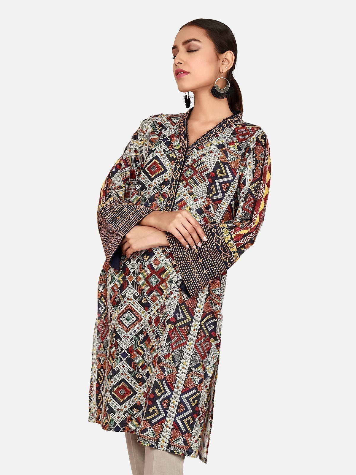 Edenrobe - Pret 1Pc Embroidered Khaddar Shirt - EWTKE21-67404