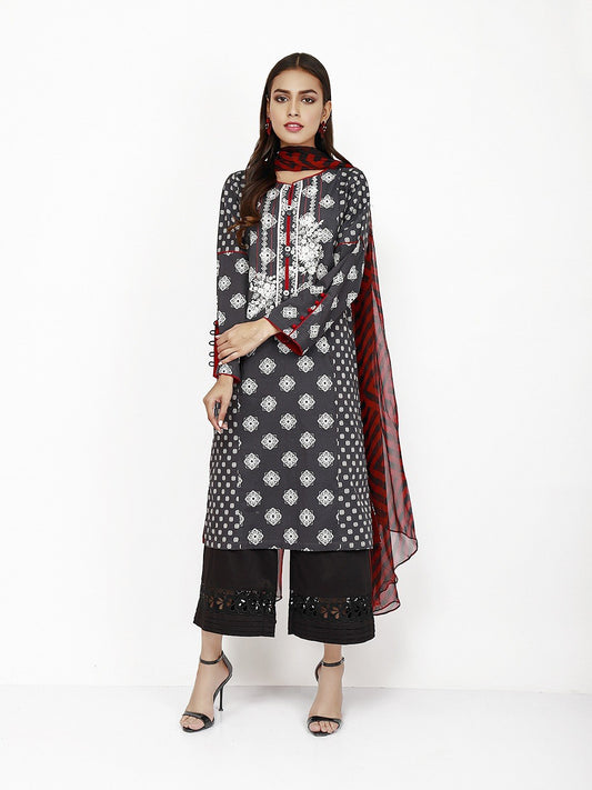 Edenrobe - Pret 2Pc Embroidered Viscose Shirt Dupatta - EWTKE21-67407 (2PC-D)