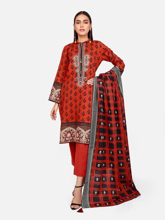 Edenrobe - Pret 3Pc Embroidered Lawn Suit - EWTKE21-67408 (3-PCS)
