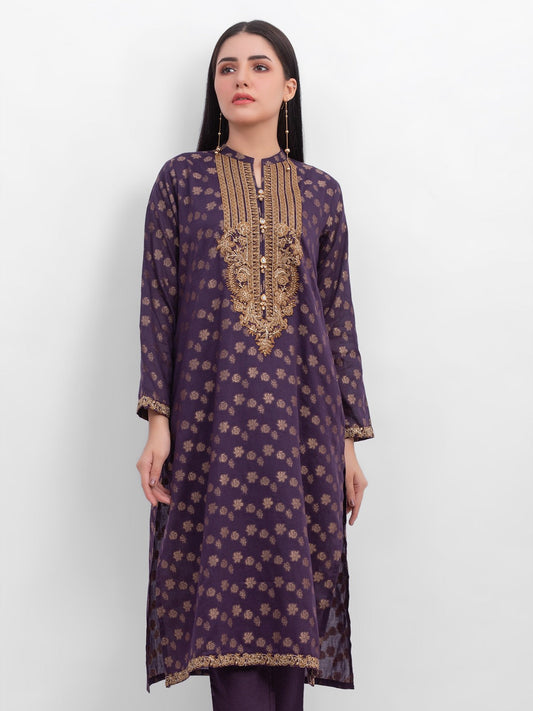 Edenrobe - Pret 2Pc Embroidered Jacquard Shirt Trouser - EWTKE21-67409 (2-PCS)