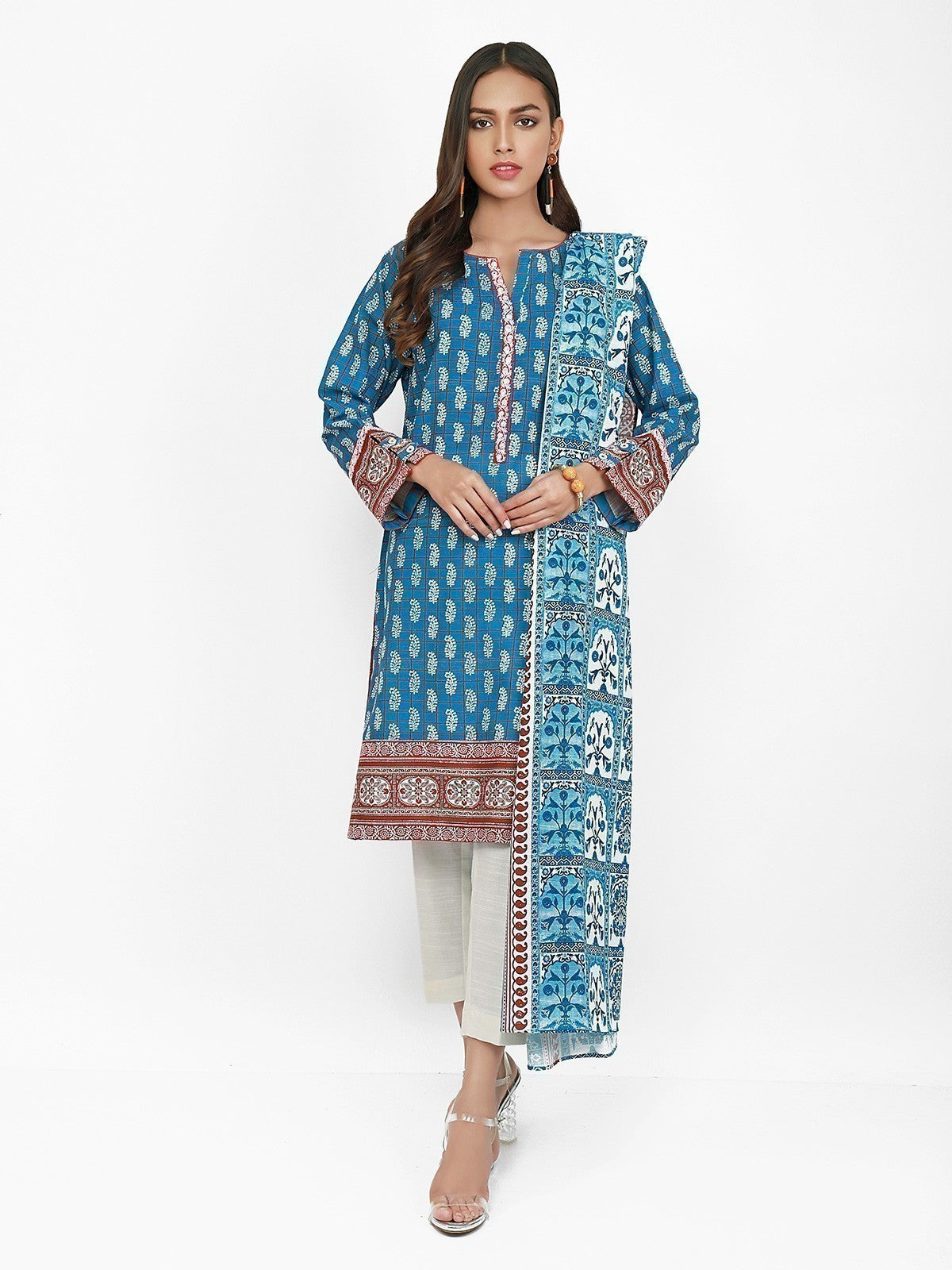 Edenrobe - Pret 2Pc Embroidered Lawn Shirt Dupatta - EWTKE21-67414 (2PC-D)