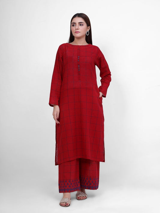 Edenrobe - Pret 2Pc Embroidered Cotton Shirt Trouser - EWTKE21-67428 (2-PCS)