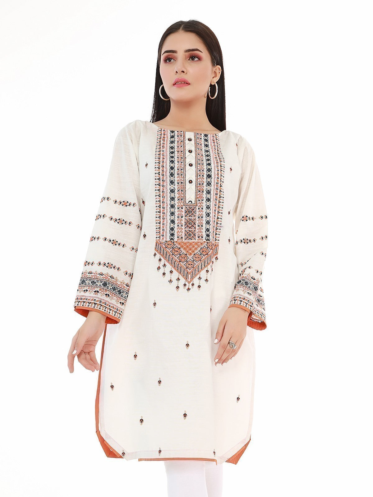 Edenrobe - Pret 1Pc Embroidered Jacquard Shirt - EWTKE21-67446