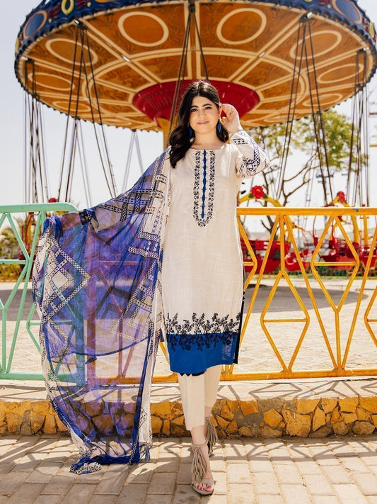 Edenrobe - Pret 3Pc Embroidered Lawn Suit - EWTKE21-67464 (3-PCS)