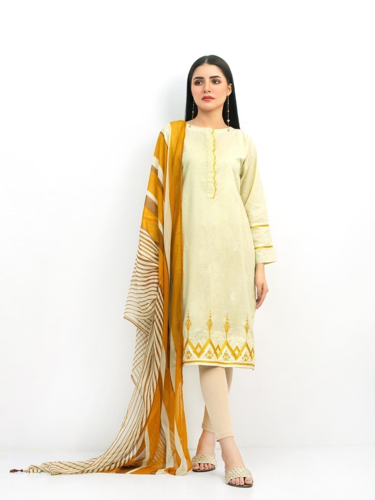 Edenrobe - Pret 2Pc Embroidered Jacquard Shirt Dupatta - EWTKE21-67465 (2PC-D)