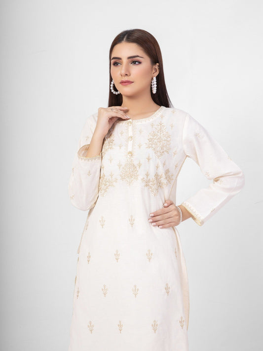 Edenrobe - Pret 1Pc Embroidered Jacquard Shirt - EWTKE21-67468