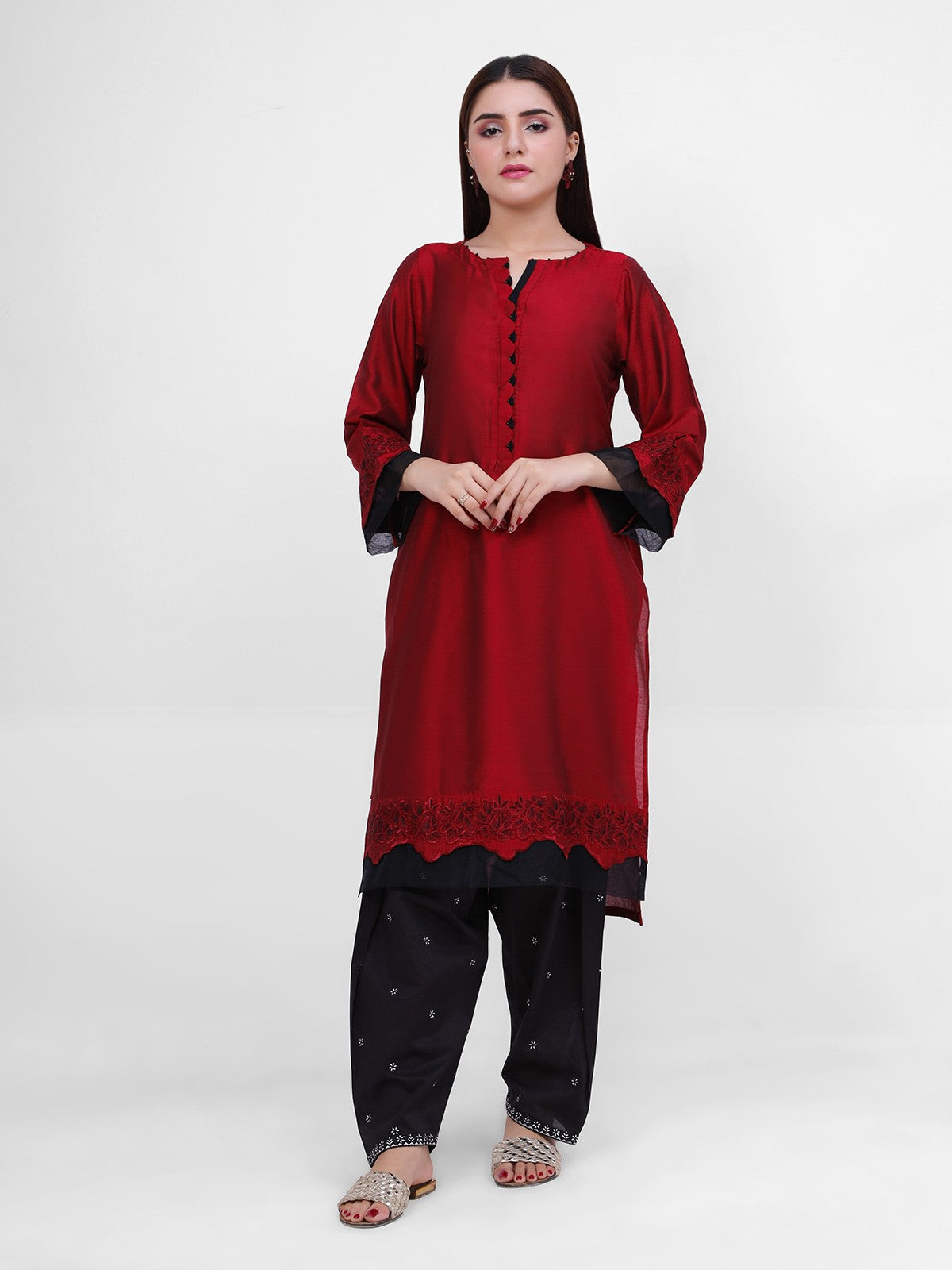 Edenrobe - Pret 1Pc Embroidered Banarasi Shirt - EWTKE21-67469