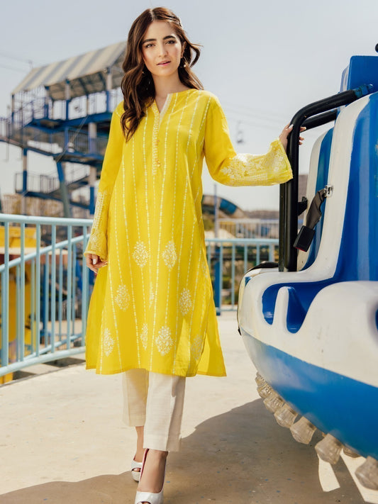 Edenrobe - Pret 1Pc Embroidered Cotton Shirt - EWTKE21-67486