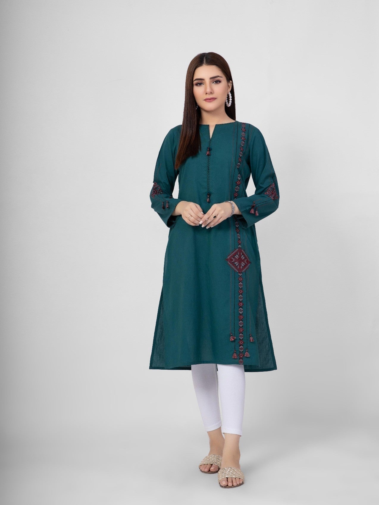 Edenrobe - Pret 1Pc Embroidered Cotton Shirt - EWTKE21-67497