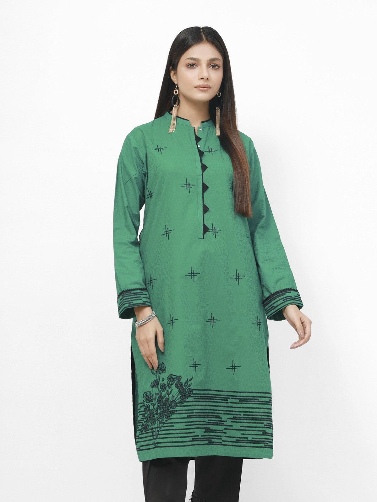 Edenrobe - Pret 1Pc Embroidered Jacquard Shirt - EWTKE21-67515