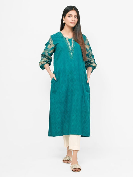 Edenrobe - Pret 1Pc Embroidered Jacquard Shirt - EWTKE21-67549