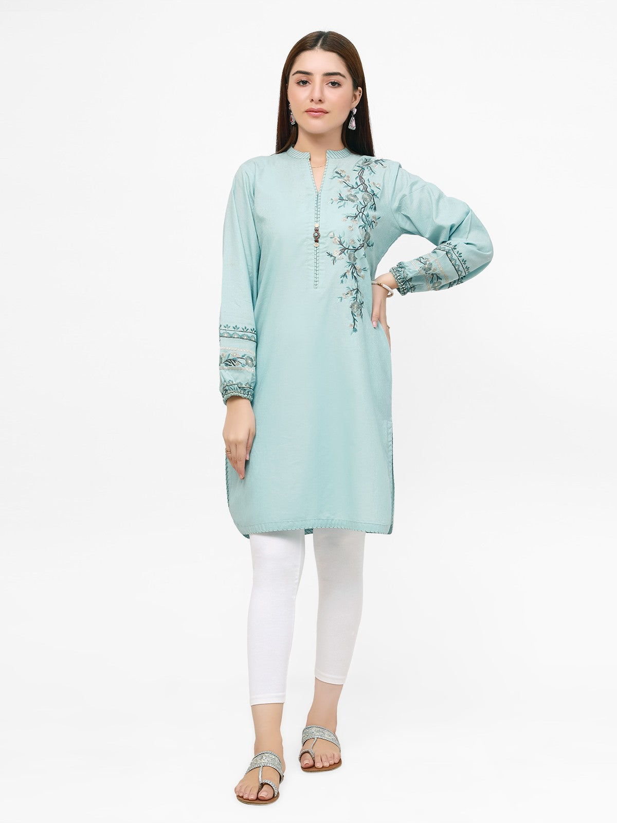 Edenrobe - Pret 1Pc Embroidered Cambric Shirt - EWTKE21-67554