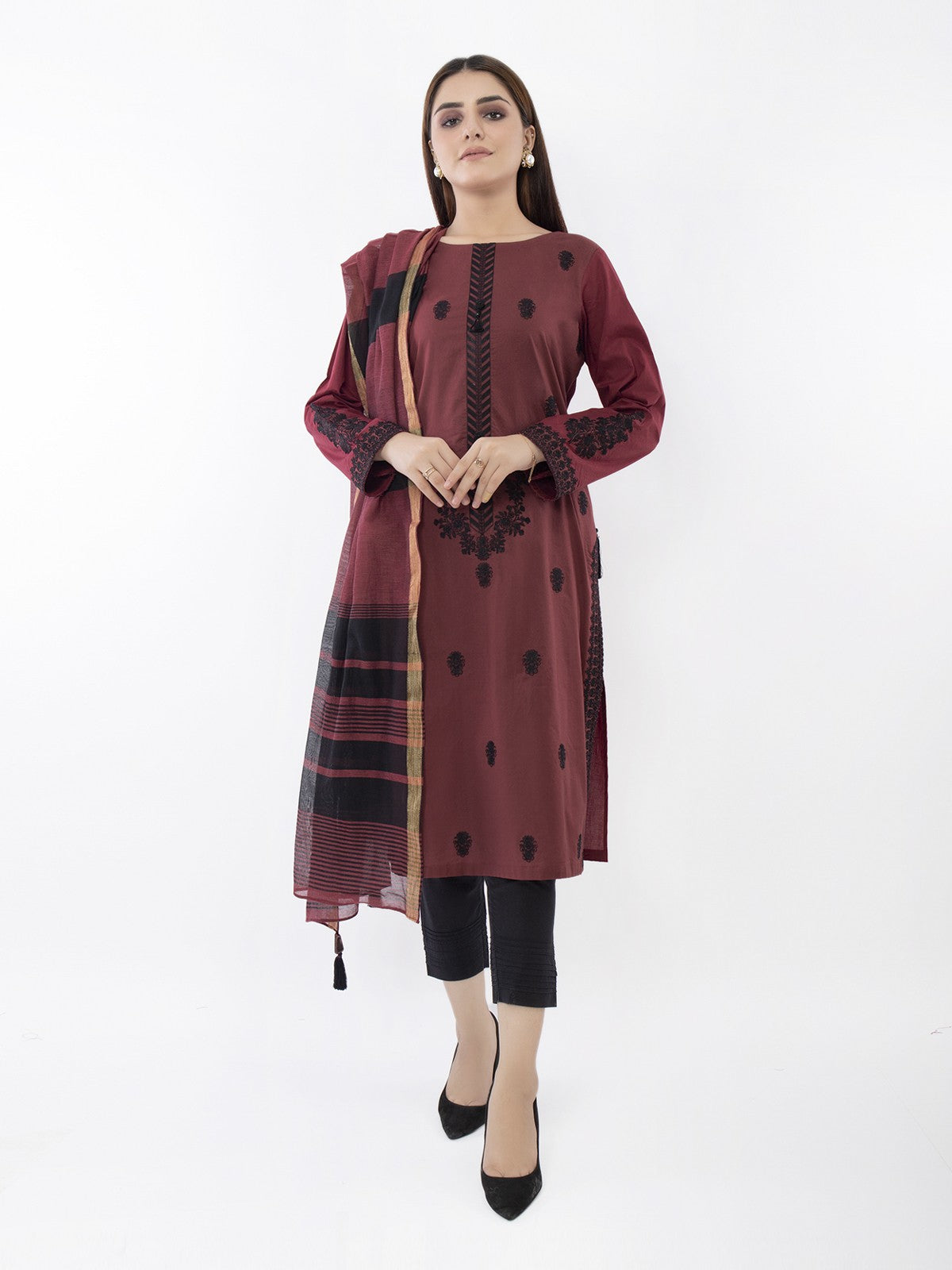 Edenrobe - Pret 2Pc Embroidered Cambric Shirt Dupatta - EWTKE21-67752 (2PC-D)