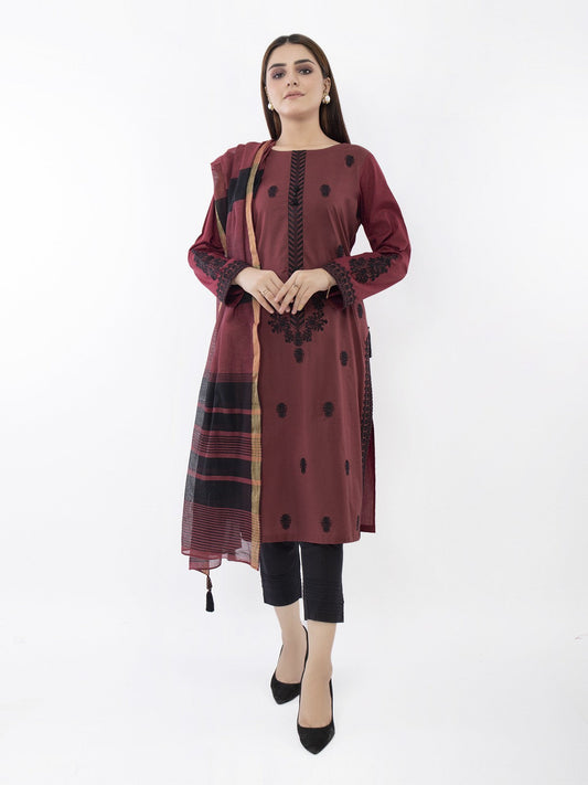Edenrobe - Pret 2Pc Embroidered Cambric Shirt Dupatta - EWTKE21-67752 (2PC-D)