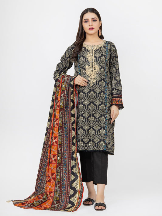 Edenrobe - Pret 2Pc Embroidered Khaddar Shirt Dupatta - EWTKE21-67897 (2PC-D)