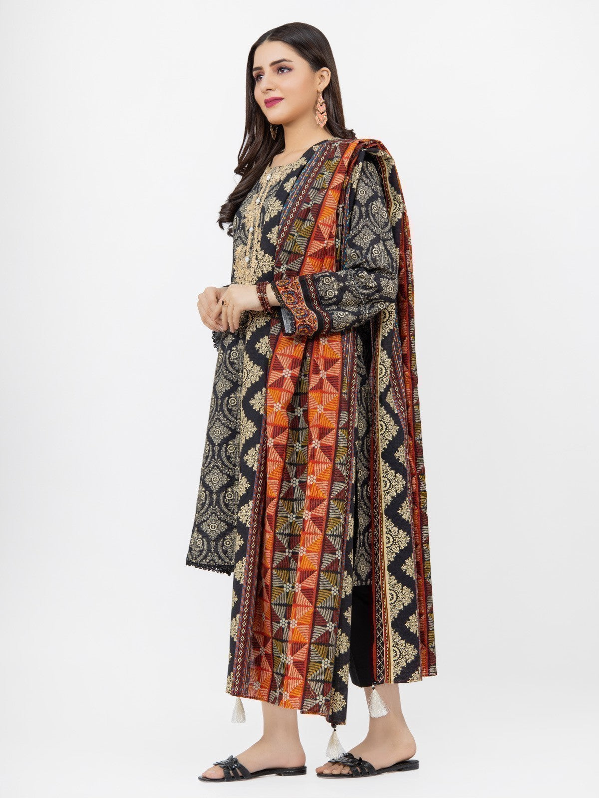 Edenrobe - Pret 2Pc Embroidered Khaddar Shirt Dupatta - EWTKE21-67897 (2PC-D)