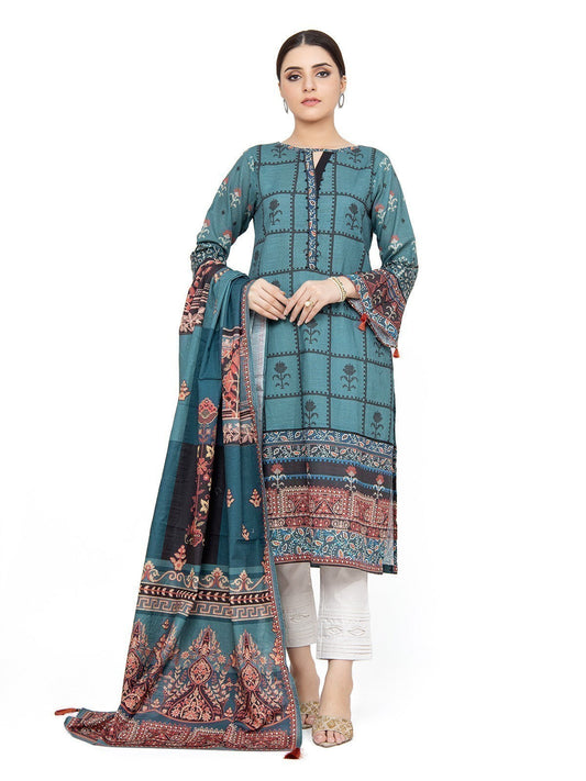 Edenrobe - Pret 2Pc Printed Khaddar Shirt Dupatta - EWTKP21-67896 (2PC-D)