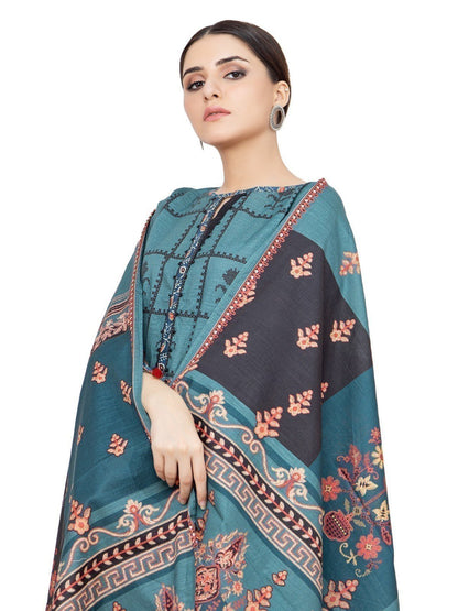Edenrobe - Pret 2Pc Printed Khaddar Shirt Dupatta - EWTKP21-67896 (2PC-D)