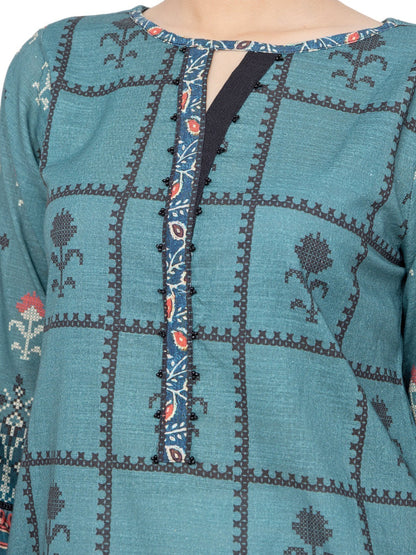 Edenrobe - Pret 2Pc Printed Khaddar Shirt Dupatta - EWTKP21-67896 (2PC-D)