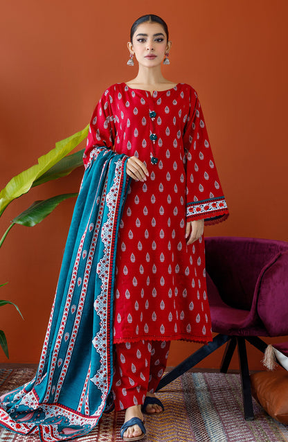 Orient - Unstitched 3 Piece Printed Khaddar Shirt , Khaddar Pant and Khaddar Dupatta