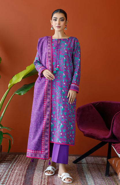 Orient - Unstitched 3 Piece Printed Khaddar Shirt , Khaddar Pant and Khaddar Dupatta