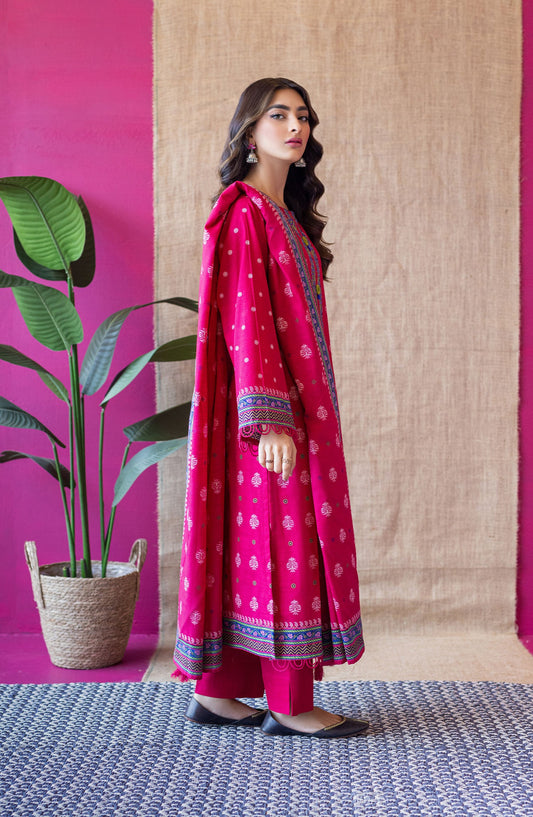 Orient - Unstitched 3 Piece Embroidered Khaddar Shirt , Khaddar Pant and Khaddar Dupatta