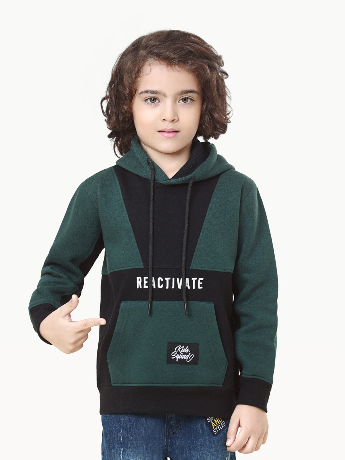 Edenrobe - Boy's Green & Black Hoodie - EBTH22-005