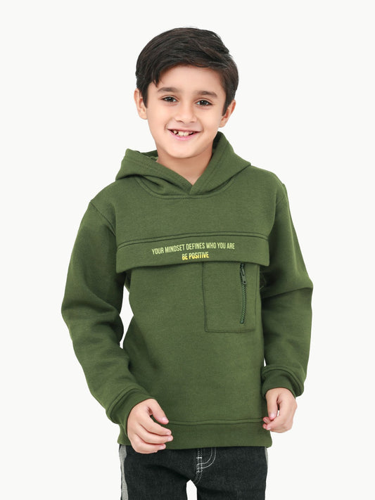 Edenrobe - Boy's Army Green Hoodie - EBTH22-017