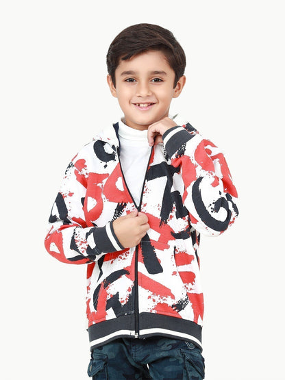 Edenrobe - Boy's White Multi Hoodie - EBTH22-018