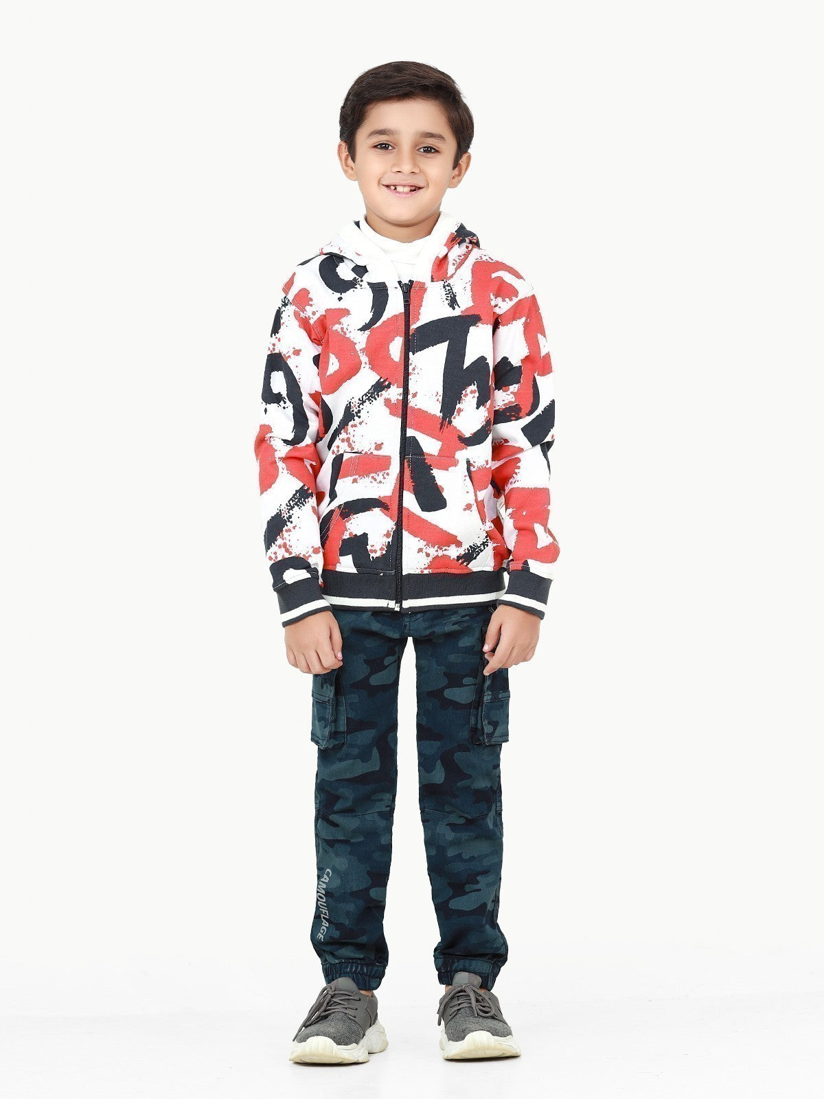 Edenrobe - Boy's White Multi Hoodie - EBTH22-018