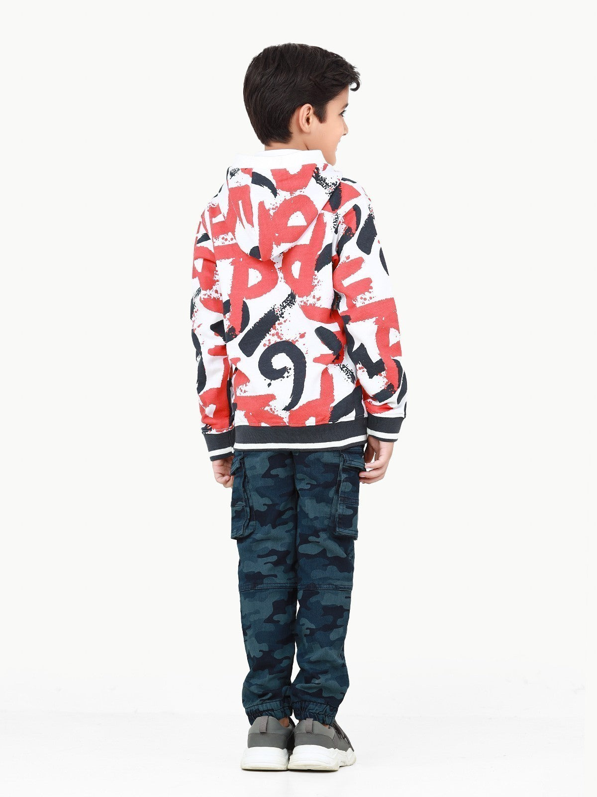 Edenrobe - Boy's White Multi Hoodie - EBTH22-018